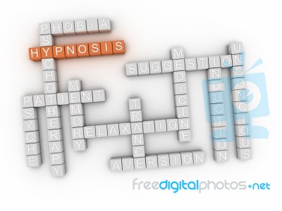 3d Image Hypnosis Issues Concept Word Cloud Background Stock Image