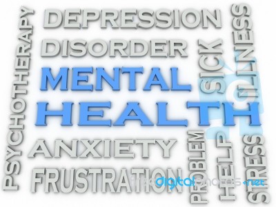 3d Image Mental Health Word Cloud Concept Stock Image