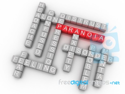 3d Image Paranoia Issues Concept Word Cloud Background Stock Image