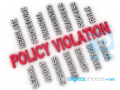 3d Image Policy Violation Issues Concept Word Cloud Background Stock Image