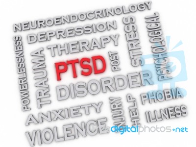 3d Image Ptsd - Posttraumatic Stress Disorder Issues Concept Wor… Stock Image