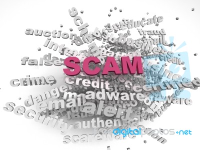 3d Image Scam  Issues Concept Word Cloud Background Stock Image