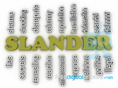 3d Image Slander Issues Concept Word Cloud Background Stock Image