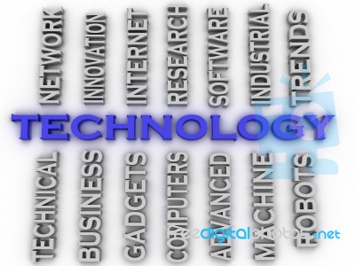 3d Image Technology  Issues Concept Word Cloud Background Stock Image