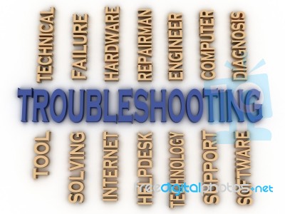 3d Image Troubleshooting In Words Cloud Stock Image