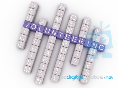 3d Image Volunteering  Issues Concept Word Cloud Background Stock Image