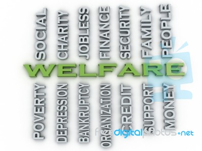 3d Image Welfare Issues Concept Word Cloud Background Stock Image