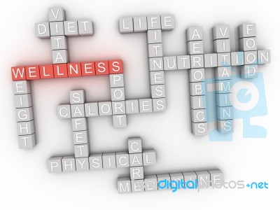 3d Image Wellness Word Cloud Concept Stock Image