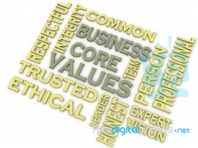 3d Imagen Business Core Values  Issues Concept Word Cloud Backgr… Stock Image
