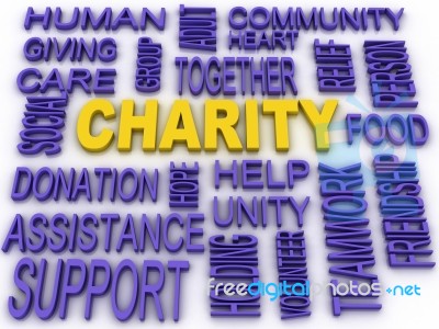 3d Imagen Charity Concept In Word Collage Stock Image
