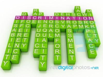 3d Imagen Discrimination In Word Cloud Stock Image