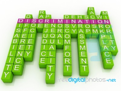 3d Imagen Discrimination In Word Cloud Stock Image