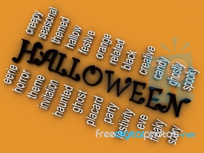 3d Imagen Halloween Concept Word Cloud Background Stock Image