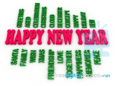 3d Imagen Happy New Year In Tag Cloud Stock Image