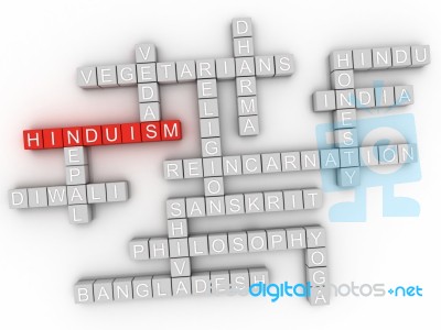 3d Imagen Hinduism Word Cloud Sign Stock Image