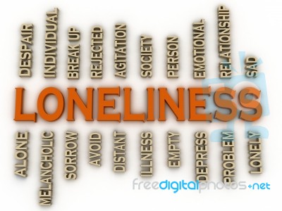 3d Imagen Loneliness Issues Concept Word Cloud Background Stock Image