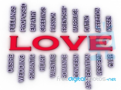 3d Imagen Love Issues Concept Word Cloud Background Stock Image
