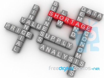 3d Imagen Shortage Concept Word. High Demand And Low Supply Anal… Stock Image