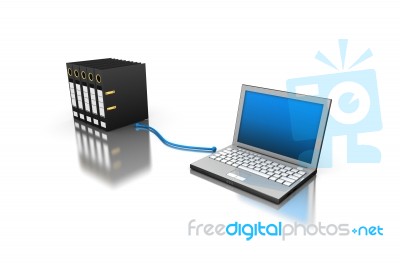 3d Laptop And Files Stock Image