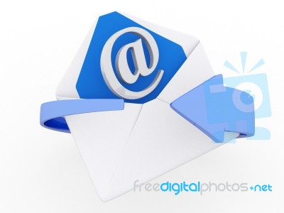 3d Mail And Blue Circular Arrows Stock Image