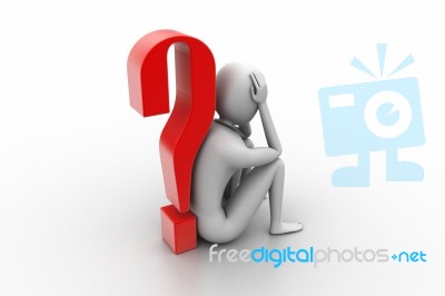 3d Man And Question Mark Stock Image