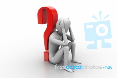3d Man And Question Mark Stock Image