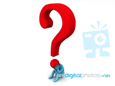 3d Man And Question Mark Stock Image