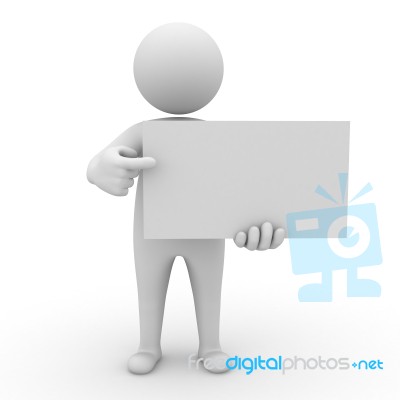 3d Man Holding Blank Board Stock Image