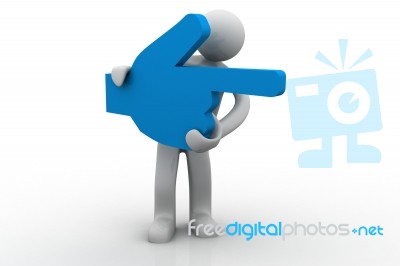 3d Man Holding Thumb Up Stock Image