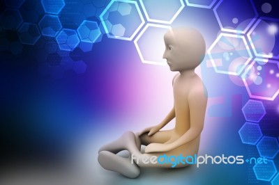 3d Man In Meditation Stock Image