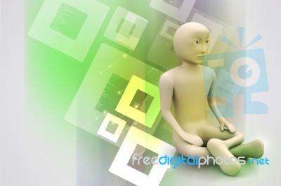 3d Man In Meditation Stock Image