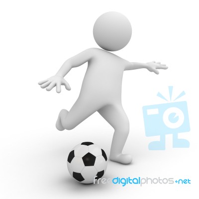 3d Man Playing Soccer Stock Image