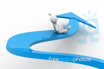 3d Man Riding  To Success Stock Image