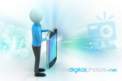 3d Man Showing The Tablet Computer Stock Image