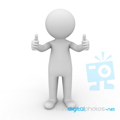 3d Man Showing Thumbs Up Stock Image