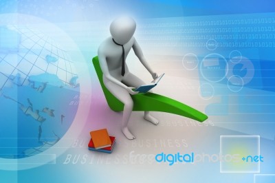 3d Man Sitting On The Right Mark Stock Image