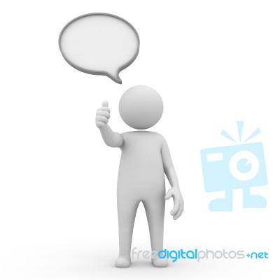 3d Man Thumbs Up And Speech Bubble Stock Image