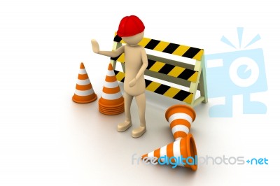 3d Man With Construction Elements Stock Image