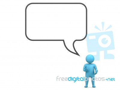3d Man With Empty Speech Bubble Stock Image