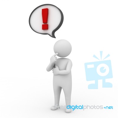 3d Man With Exclamation Mark Stock Image