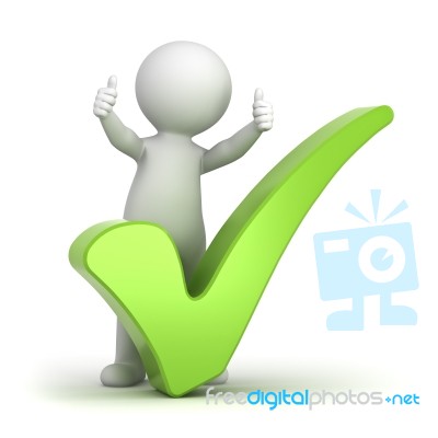 3d Man With Green Check Mark Stock Image