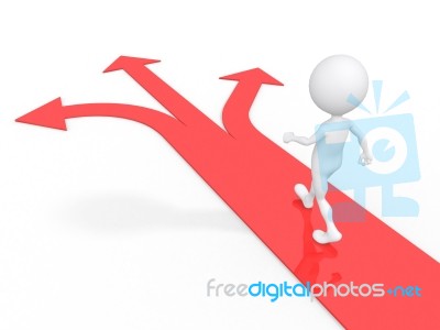 3d Man With Multiple Arrow Paths Stock Photo