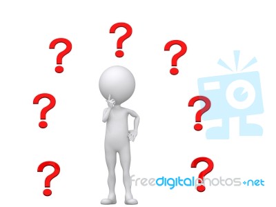 3d Man With Questions Mark Stock Image