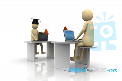 3d Men E Learning  Stock Image