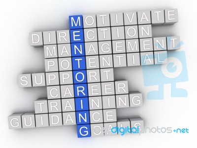 3d Mentoring Word Cloud Concept - Illustration Stock Image