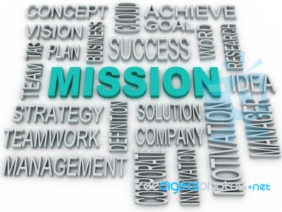 3d Mission And Business Concept In Word Tag Cloud Stock Image