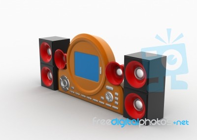 3d Music System With Speaker Stock Image