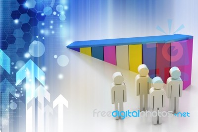 3d People And Graph Stock Image