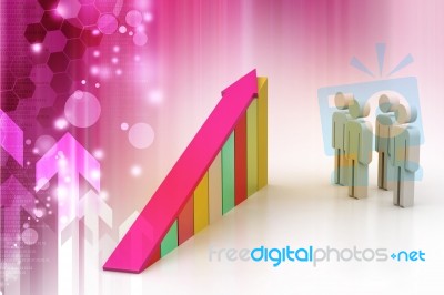 3d People And Graph Stock Image