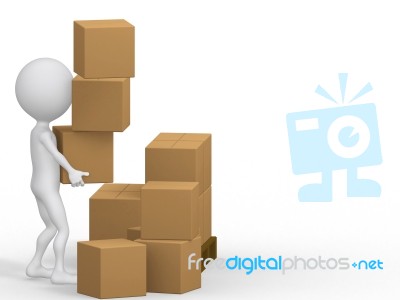 3d People Carrying Cardboard Box Stock Image 3d People Carrying Cardboard Box Stock Image